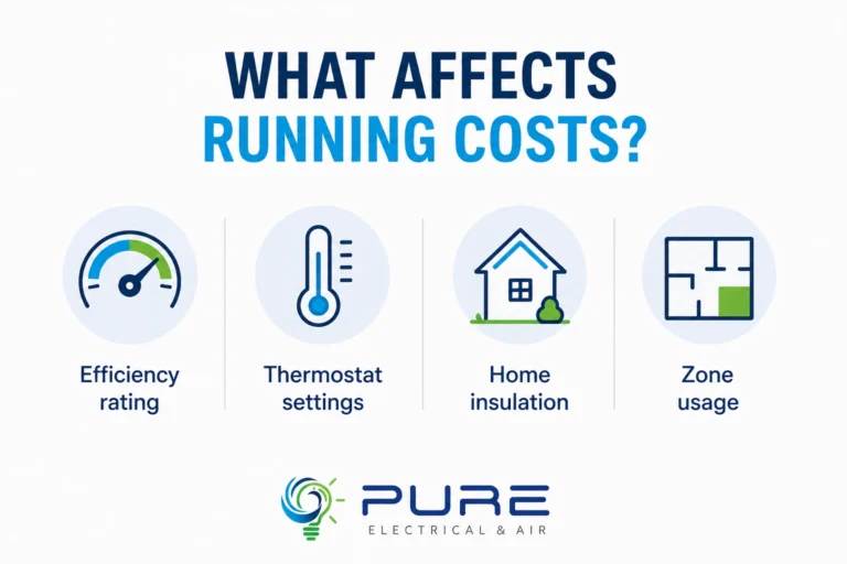 diagram of what affects running costs of ducted air con