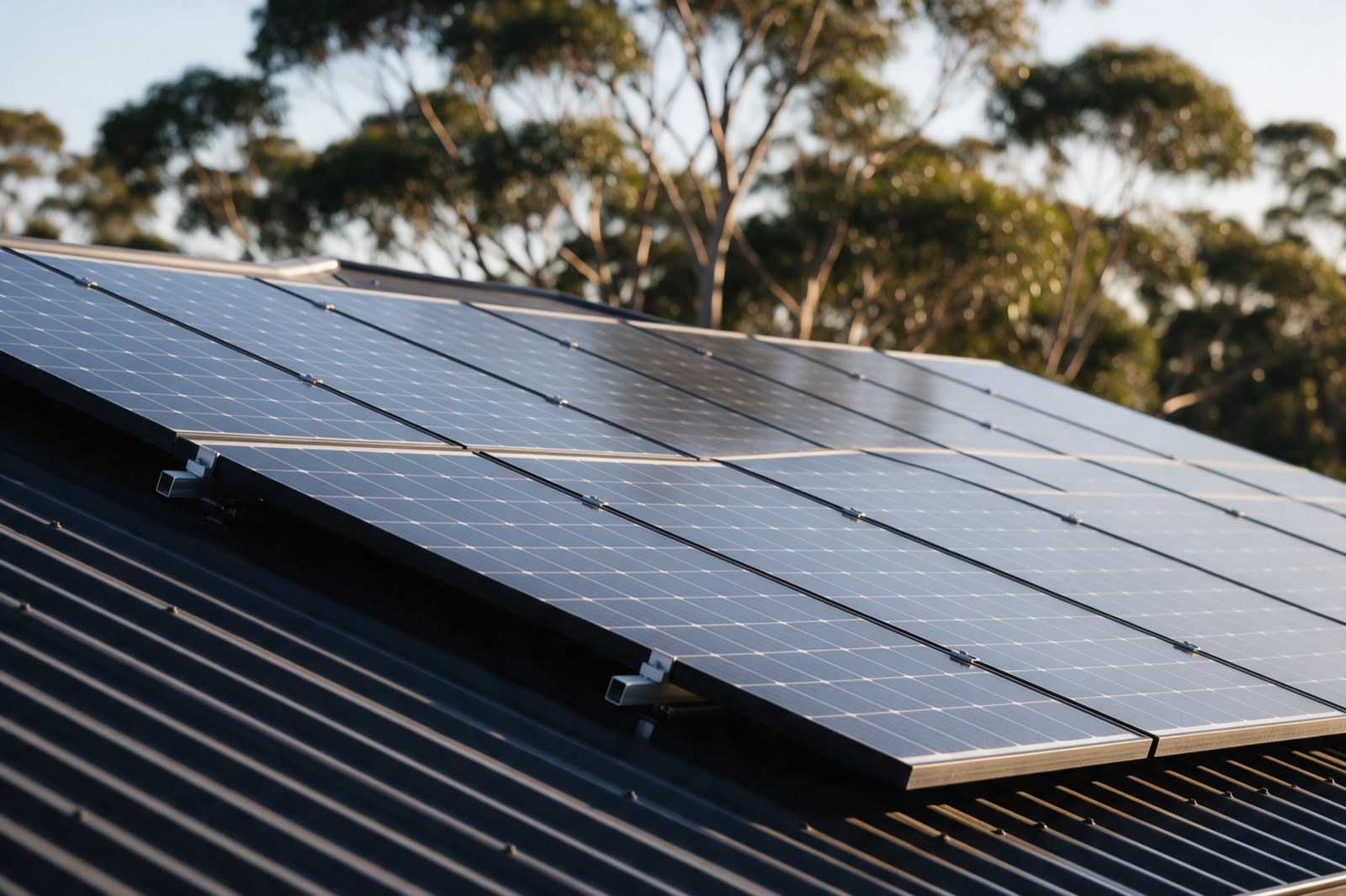 Close-up of solar panels on a roof
